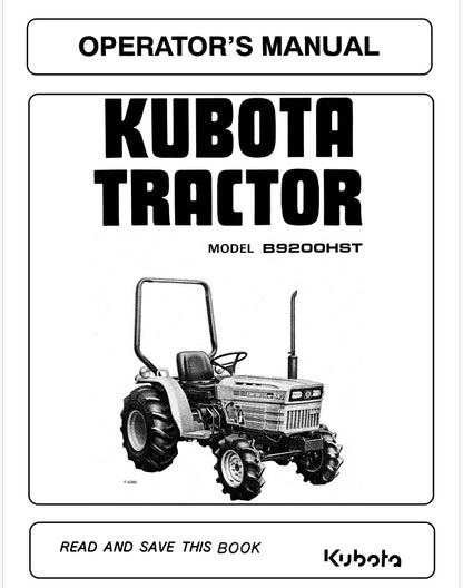 Kubota B9200HST Tractor Pdf Operator's Manual