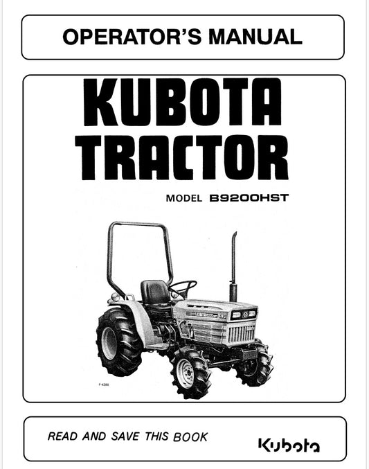 Kubota B9200HST Tractor Pdf Operator's Manual