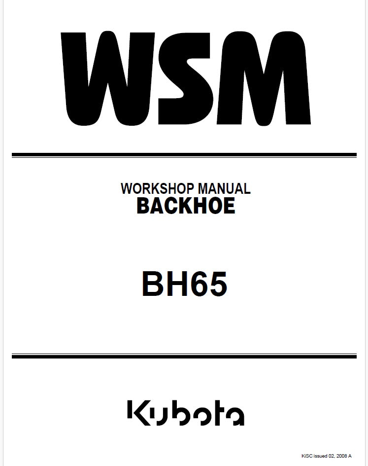 Kubota BH65 Backhoe Pdf Repair Service Manual