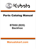 Kubota BT650 (B20) Backhoe Pdf Parts Catalog Manual