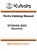Kubota BT650AR (B20) Backhoe Pdf Parts Catalog Manual