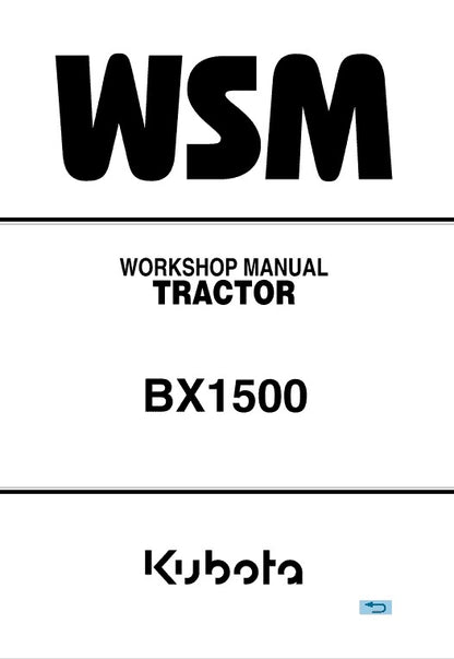 Kubota BX1500 Tractor Pdf Repair Service Manual