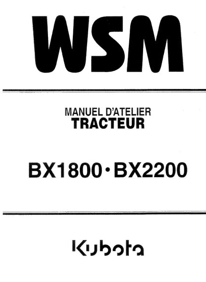 Kubota BX1800, BX2200 Tractor Pdf Repair Service Manual