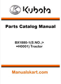 Kubota BX1880-1(S.NO.;>=H0001) Tractor Parts Catalog Pdf Manual