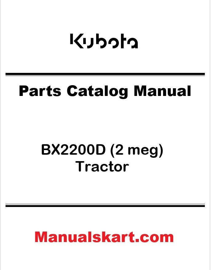 Kubota BX2200D (2 meg) Tractor Pdf Parts Catalog Manual