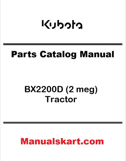 Kubota BX2200D (2 meg) Tractor Pdf Parts Catalog Manual