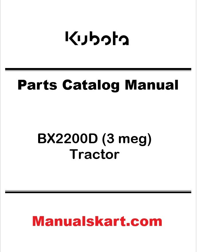 Kubota BX2200D (3 meg) Tractor Pdf Parts Catalog Manual