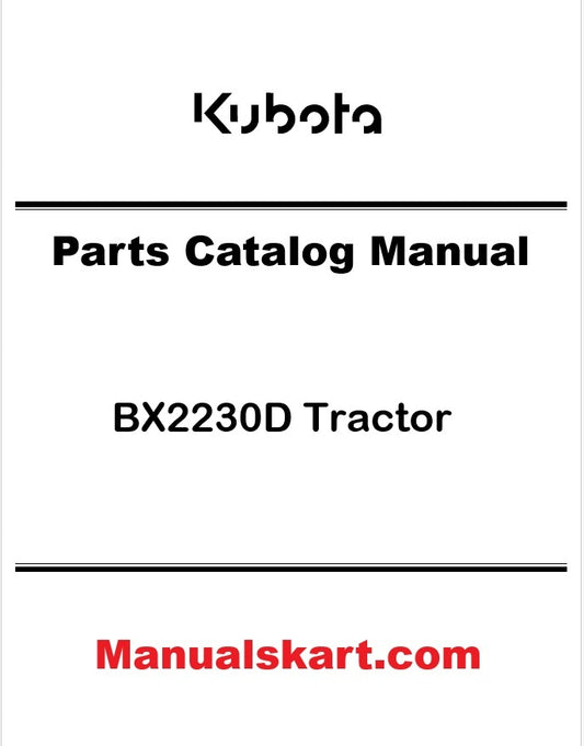Kubota BX2230D Tractor Pdf Parts Catalog Manual