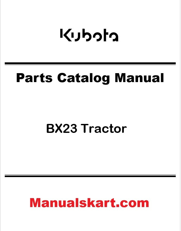 Kubota BX23 Tractor Pdf Parts Catalog Manual