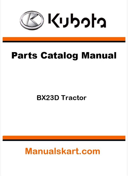 Kubota BX23D Tractor Parts Catalog Pdf Manual