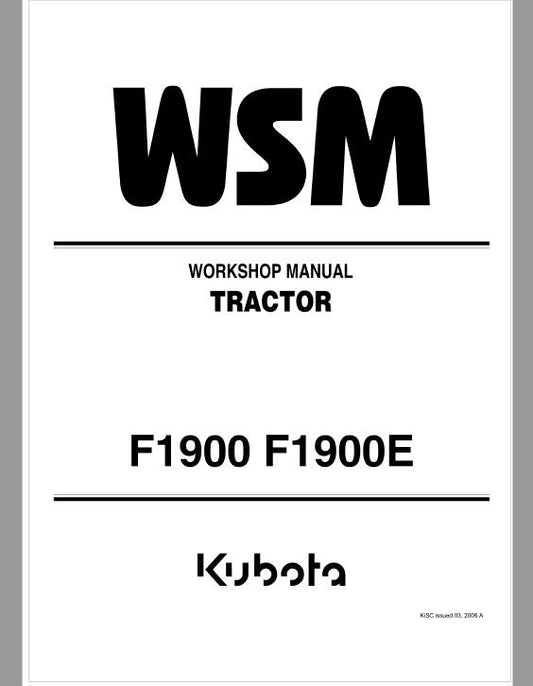 Kubota F1900, F1900E Front Mower Pdf Repair Service Manual