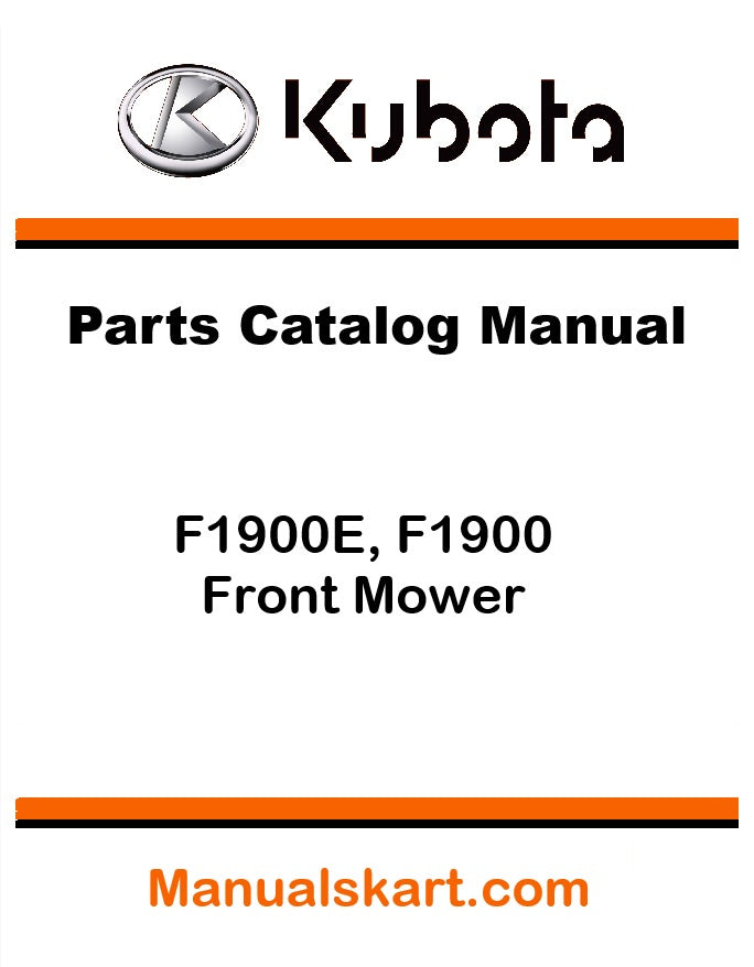 Kubota F1900E, F1900 Front Mower Pdf Parts Catalog Manual