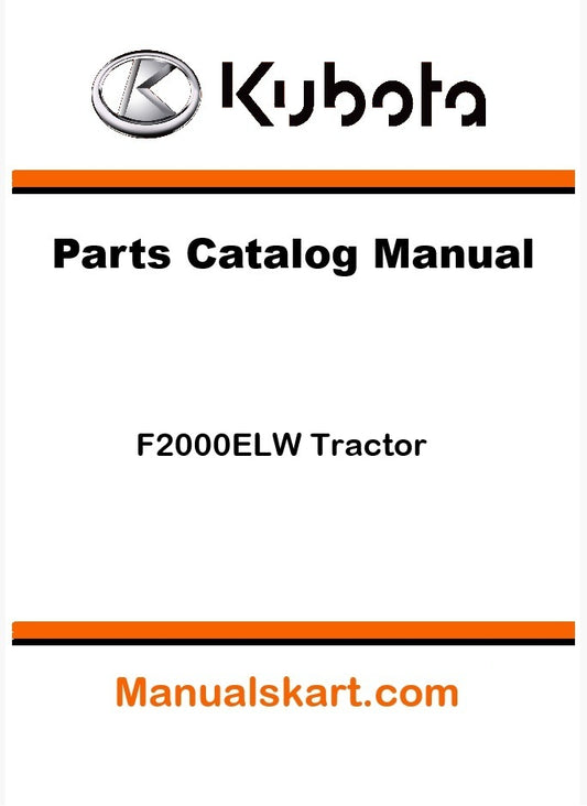 Kubota F2000ELW Tractor Parts Catalog Pdf Manual