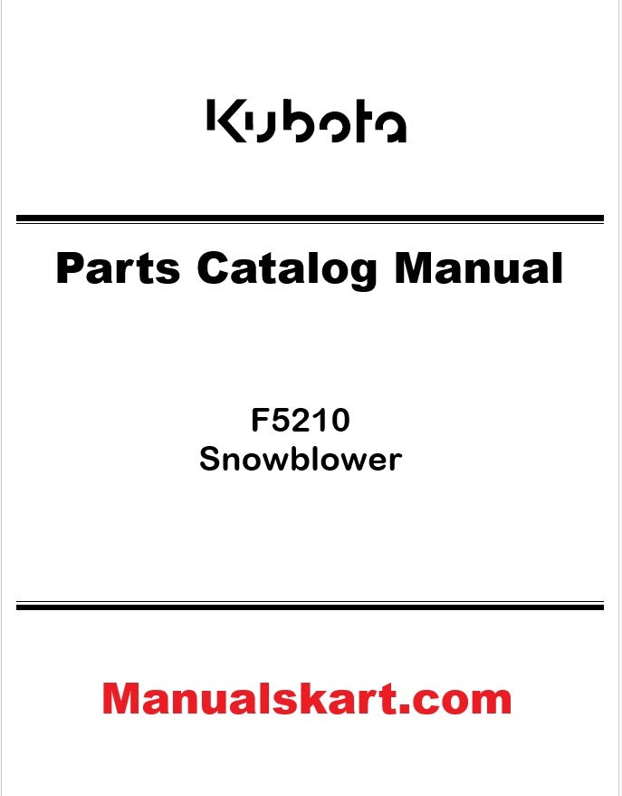 Kubota F5210 Snowblower Pdf Parts Catalog Manual