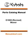 Kubota G1800 Mower Pdf Parts Catalog Manual (Revised)