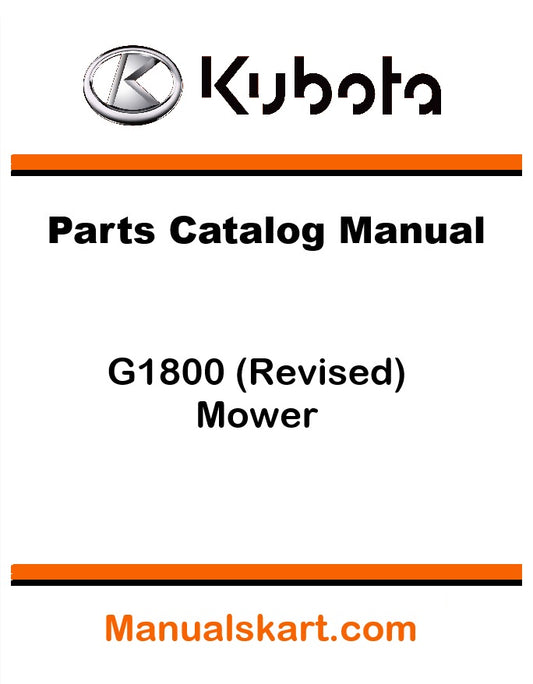 Kubota Parts Catalog Manual for G1800 Mower on a white background
