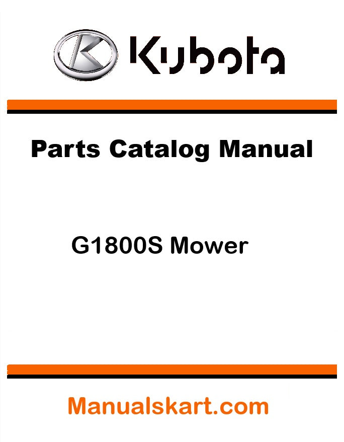 Kubota G1800S Mower Pdf Parts Catalog Manual