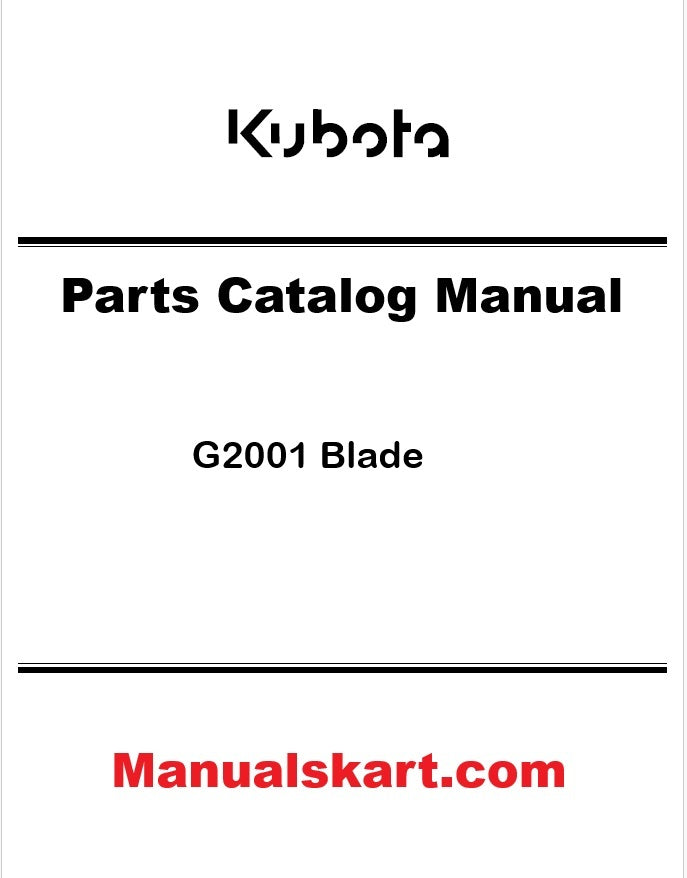 Kubota G2001 Blade Pdf Parts Catalog Manual