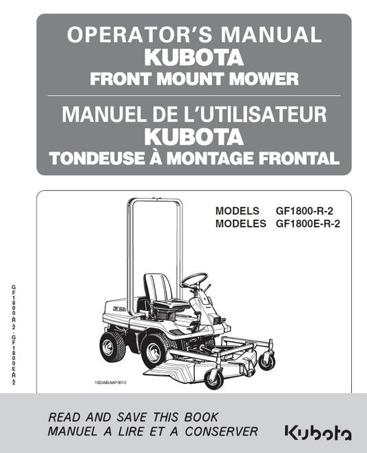 Kubota GF1800-R-2, GF1800E-R-2 Front Mount Mower Pdf Operator's Manual