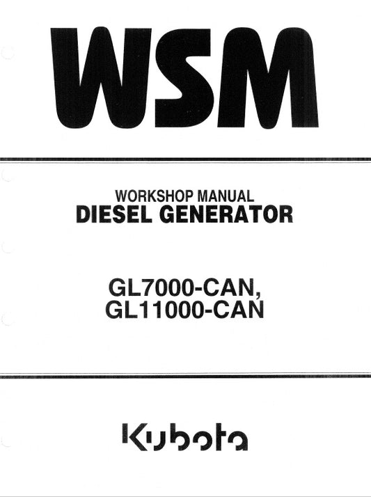 Kubota GL7000-CAN, GL 11000-CAN Diesel Generator Pdf Repair Service Manual