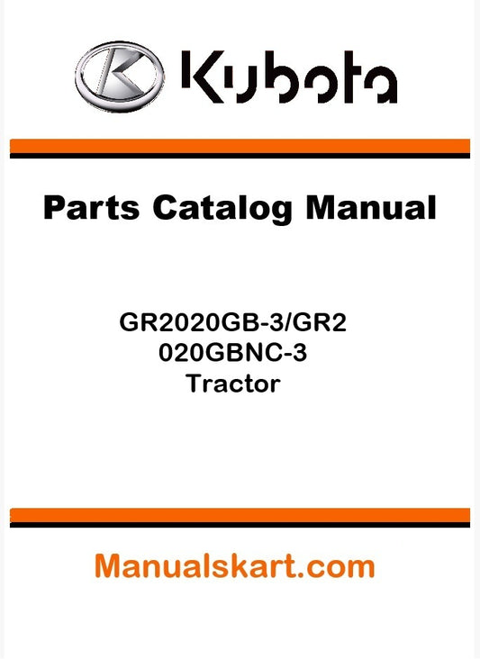Kubota GR2020GB-3/GR2020GBNC-3 Tractor Parts Catalog Pdf Manual