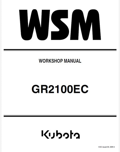 Kubota GR2100EC Mower Pdf Repair Service Manual
