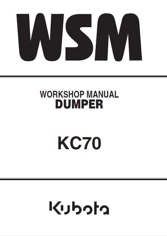 Kubota KC70 Dumper Pdf Repair Service Manual