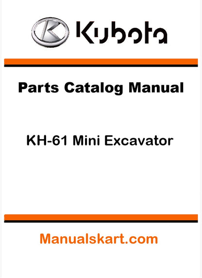 Kubota KH-61 Mini Excavator Pdf Parts Catalog Manual