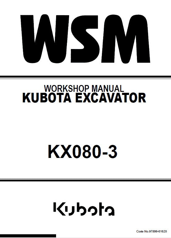 Kubota KX080-3 Excavator Pdf Repair Service Manual