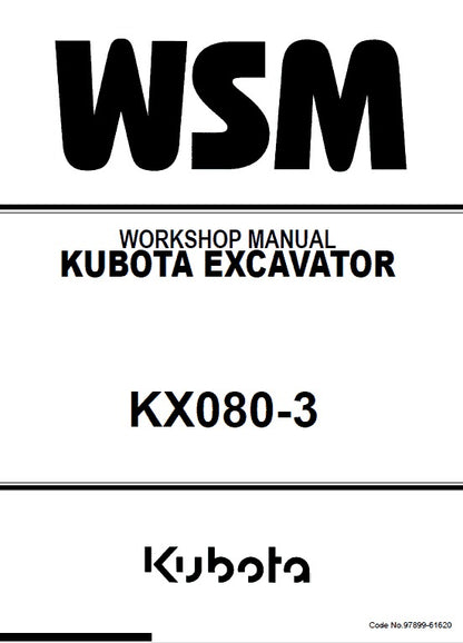 Kubota KX080-3 Excavator Pdf Repair Service Manual