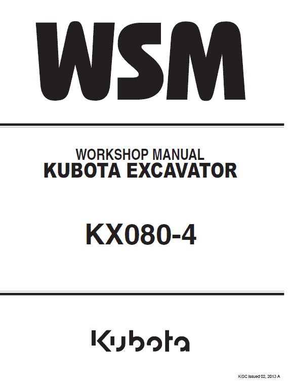 Kubota KX080-4 Excavator Pdf Repair Service Manual