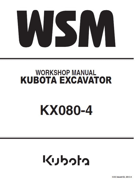 Kubota KX080-4 Excavator Pdf Repair Service Manual