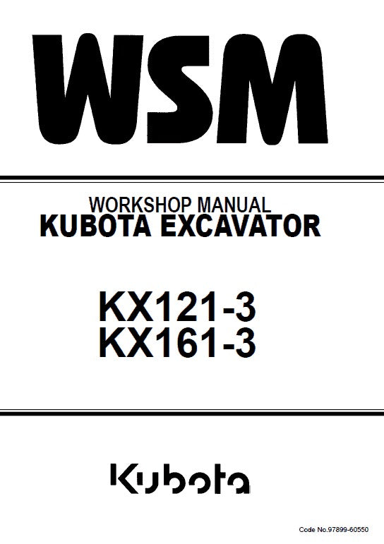 Kubota KX121-3, KX161-3 Excavator Pdf Repair Service Manual