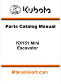 Kubota KX151 Mini Excavator Pdf Parts Catalog Manual