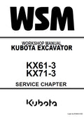 Kubota KX61-3, KX71-3 Excavator Pdf Repair Service Manual