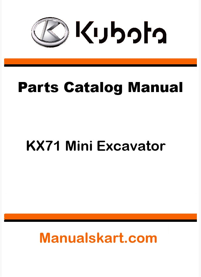 Kubota KX71 Mini Excavator Pdf Parts Catalog Manual