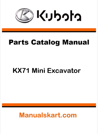 Kubota KX71 Mini Excavator Pdf Parts Catalog Manual