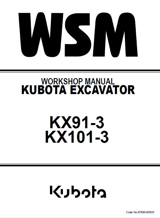 Kubota KX91-3, KX101-3 Excavator Pdf Repair Service Manual