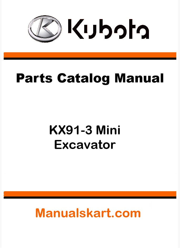 Kubota KX91-3 Mini Excavator Pdf Parts Catalog Manual