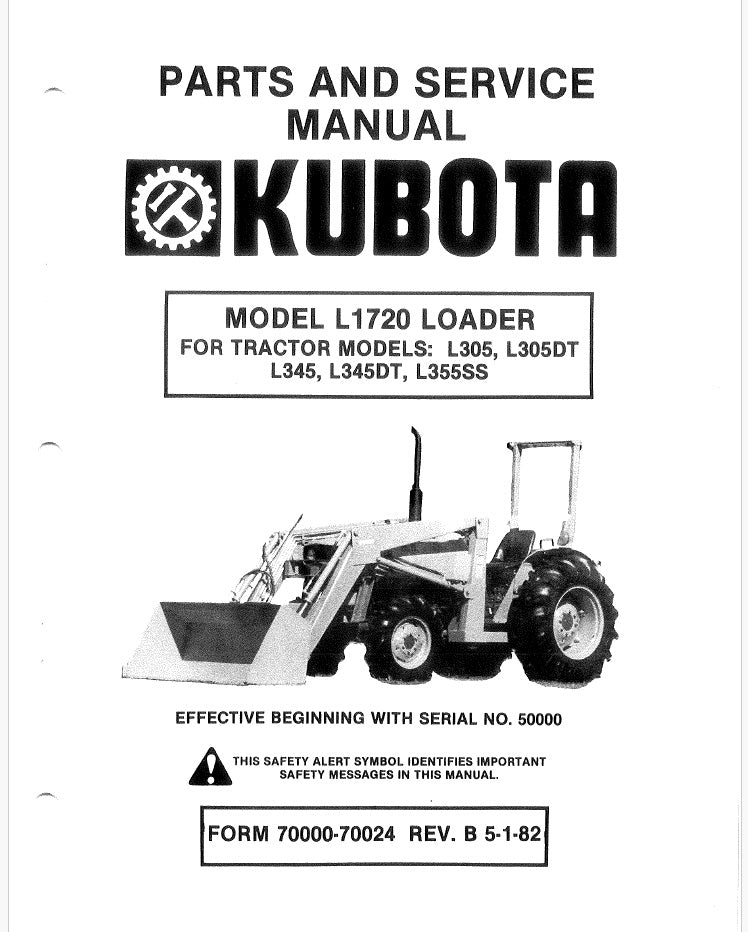 Kubota L1720 Loader Pdf Service and Parts Manual