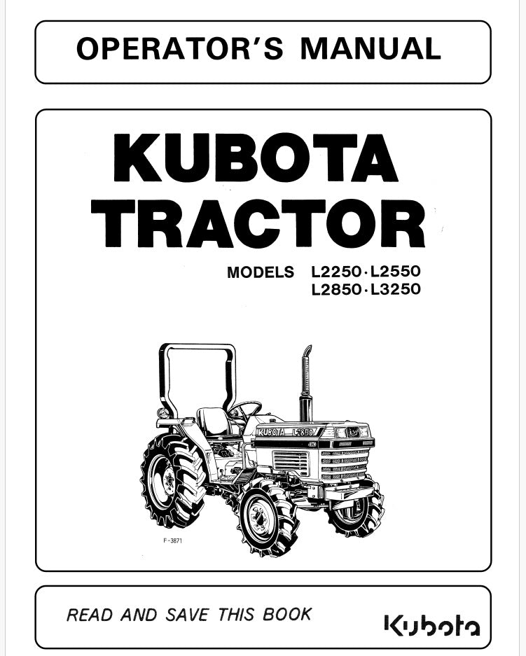 Kubota L2250, L2550, L2850, L3250 Tractor Pdf Operator's Manual