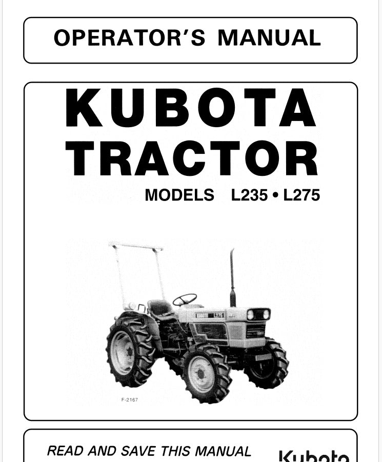 Kubota L235, L275 Tractor Pdf Operator's Manual