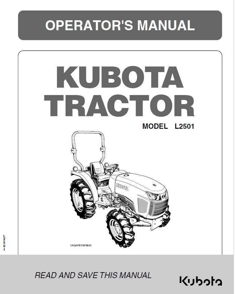 Kubota L2501 Tractor Pdf Operator's Manual