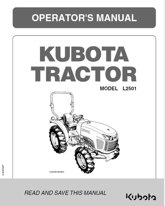 Kubota L2501 Tractor Pdf Operator's Manual