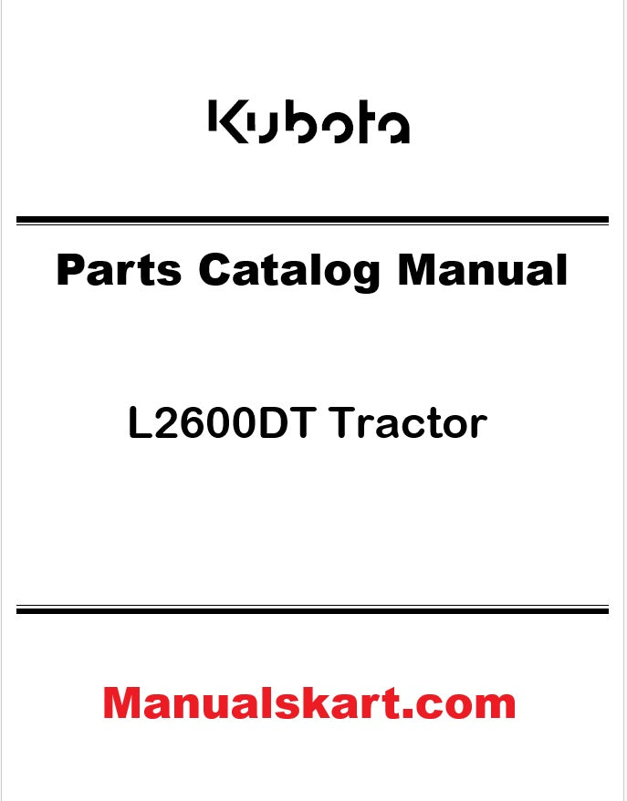 Kubota L2600DT Tractor Pdf Parts Catalog Manual