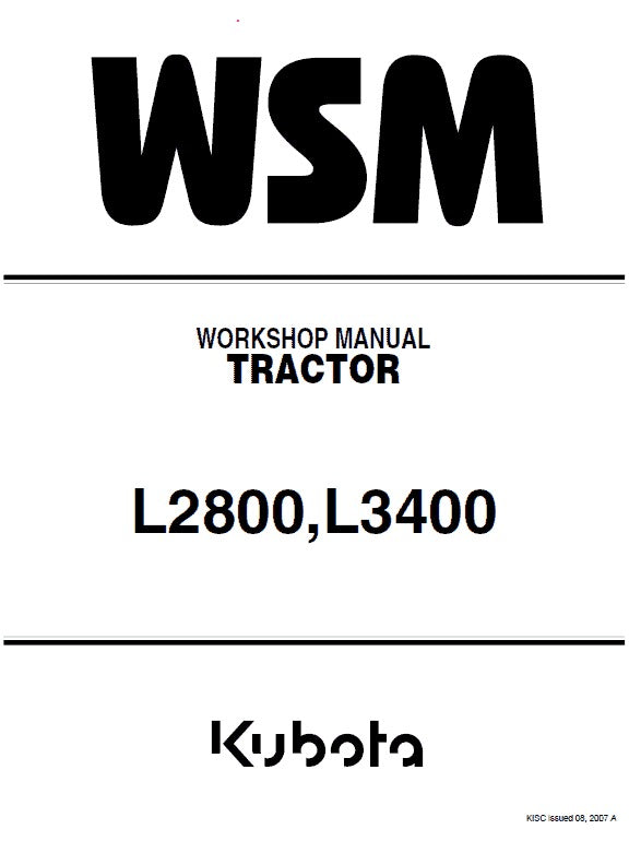 Kubota L2800, L3400 Tractor Pdf Repair Service Manual