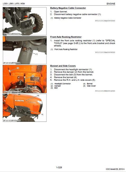 Kubota L3301, L3901, L4701 Tractor Pdf Repair Service Manual