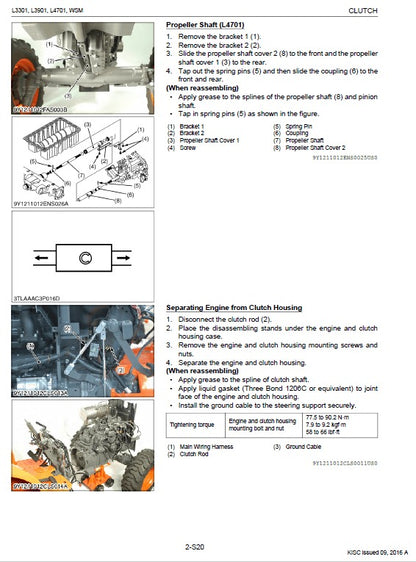 Kubota L3560, L4060, L4760, L5060, L5460, L6060 Tractor Pdf Repair Service Manual