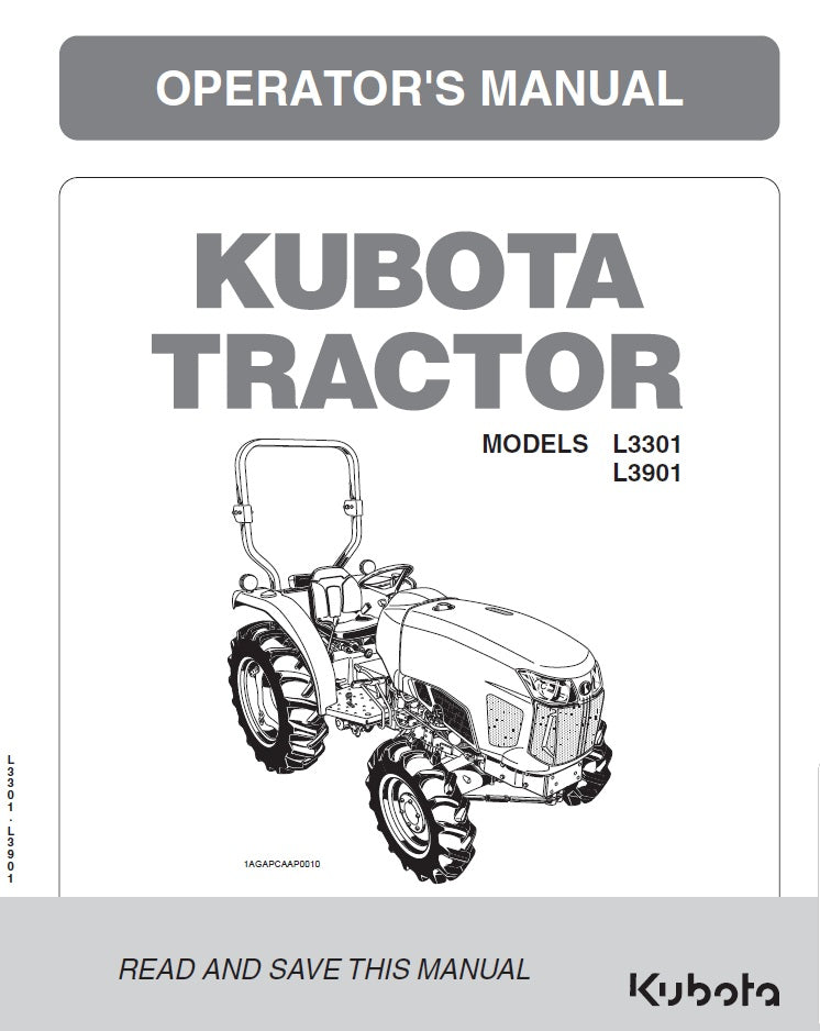 Kubota L3301, L3901 Tractor Pdf Operator's Manual