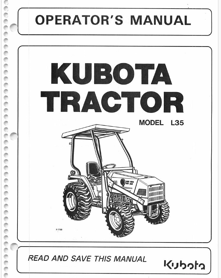 Kubota L35 Tractor Pdf Operator's Manual